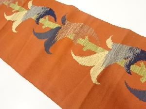 アンティーク　手織り紬唐草模様織出し名古屋帯